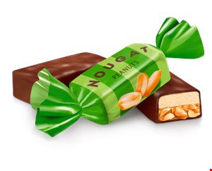 شکلات نوگات nougatروشن سبز با کارامل  و مغز بادام ROSHEN